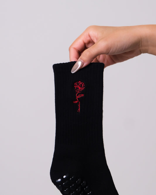 Rose Grip Socks in Black