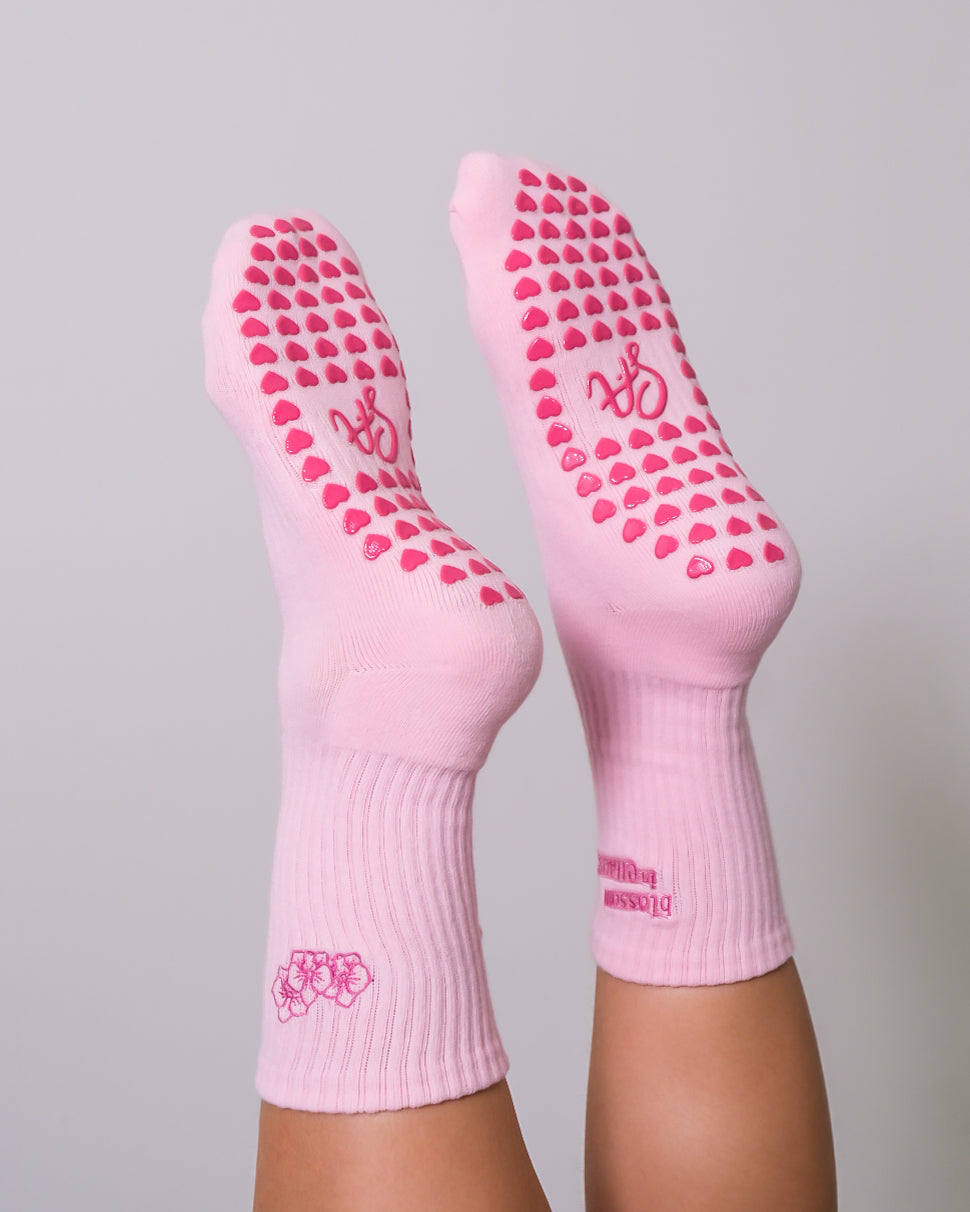 Blossom Grip Socks in Pink