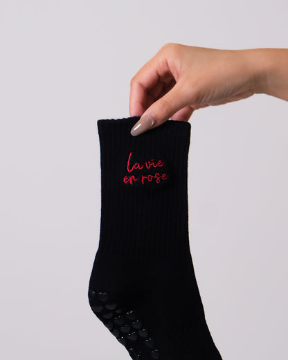 Rose Grip Socks in Black
