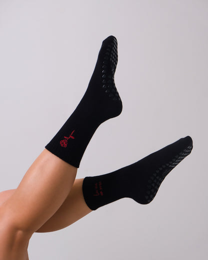Rose Grip Socks in Black