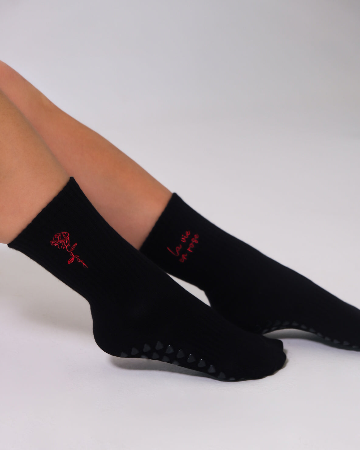 Rose Grip Socks in Black